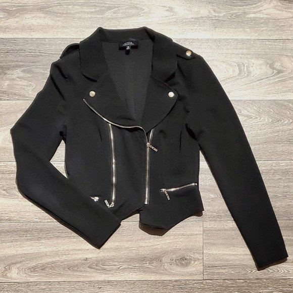 BLACK MOTO INSPIRED STRETCH BLAZER - Picture 1 of 9